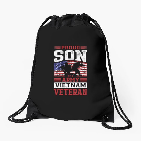 Proud Son Of A Army Vietnam Veteran Drawstring Bags