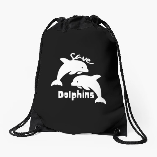 Save Dolphins Drawstring Bags