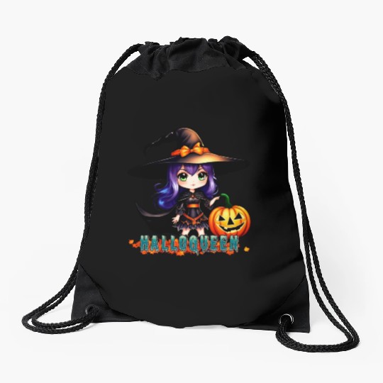 Hallo Queen Purple Fantastic Halloween witch desig Drawstring Bags