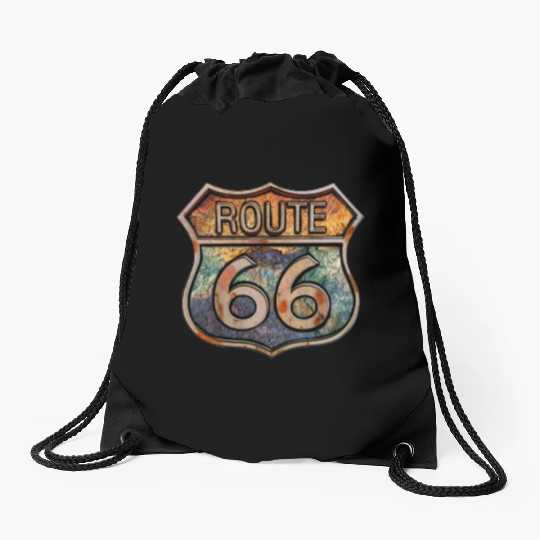 Route 66 vintage sign - Dingy metal sign 2 Drawstring Bags