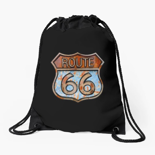 Route 66 vintage sign - Rusty metal sign 3 Drawstring Bags
