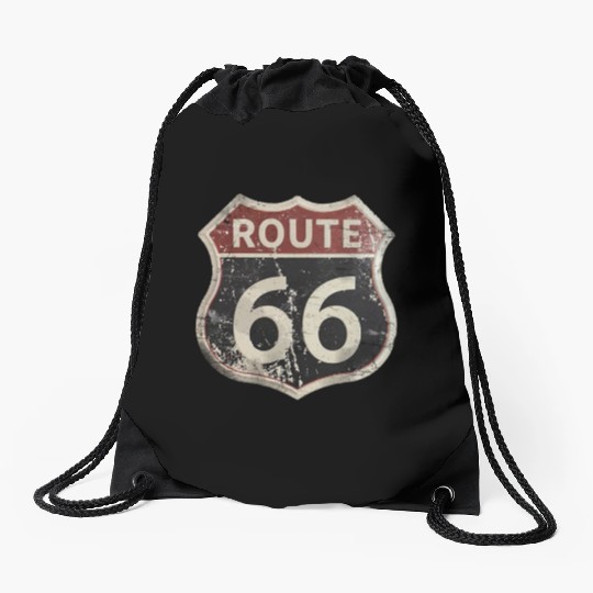 Route 66 vintage sign Drawstring Bags