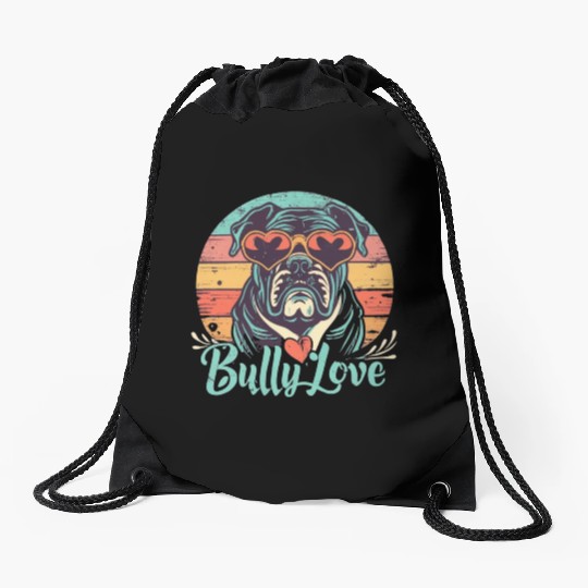 Dog Love Bully Retro Drawstring Bags Dog owner Bully lover