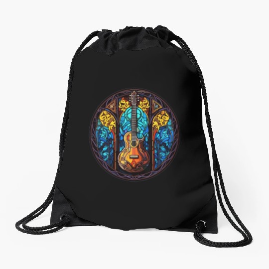 Guitar Stained Glass Art - Men Women Guitar Drawstring Bags