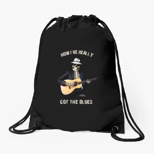 Skeleton playing Guitar - Halloween Guitar Drawstring Bags