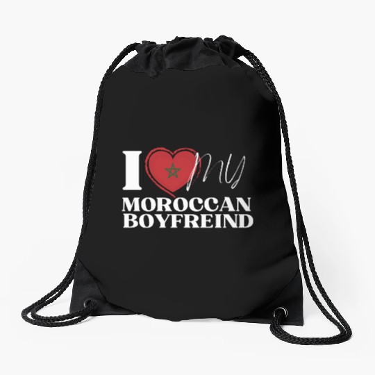 I Love My Moroccan Boyfriend Multi Nationality Drawstring Bags