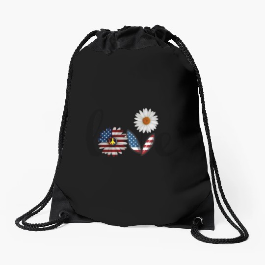 Love daisy solid Drawstring Bags