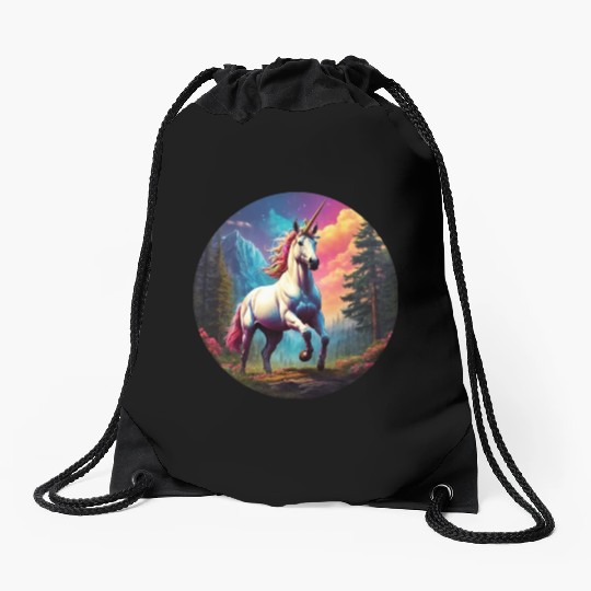 Rainbow Unicorn Drawstring Bags