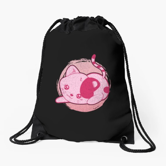 Cat lover pet gift kawaii cat Drawstring Bags
