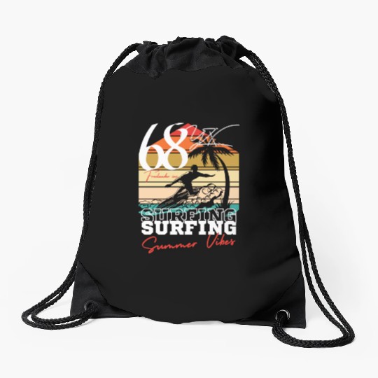 Surfing summer vibes Drawstring Bags