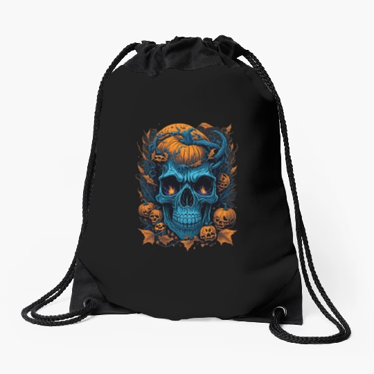 Halloween Spooky Skull Face Drawstring Bags