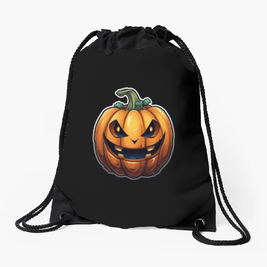 Scary Pumpkin Face I Spooky Halloween Drawstring Bags
