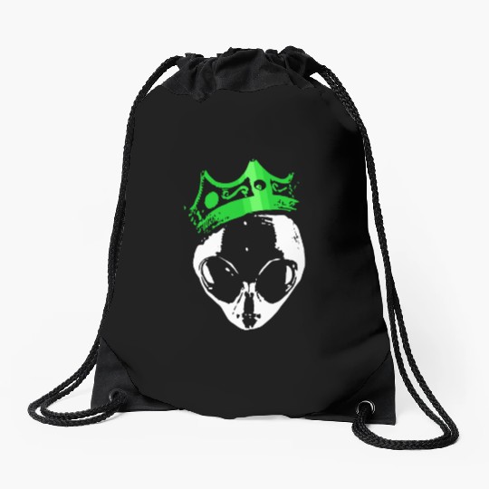 King Alien Green Crown Funny Ufo Science Fiction Drawstring Bags