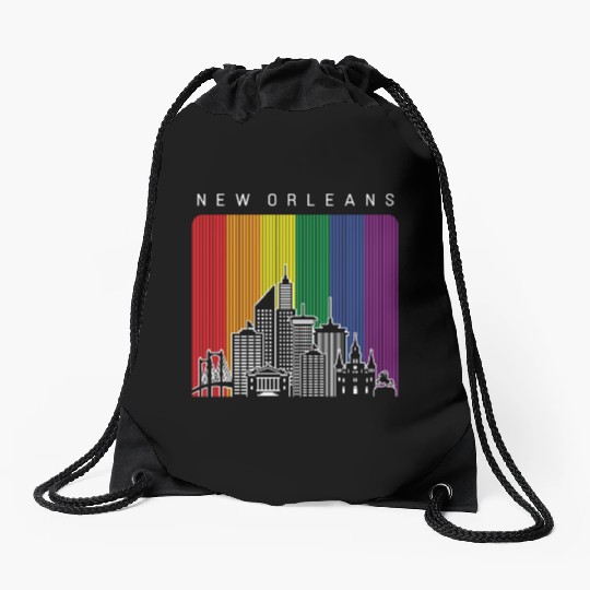 New Orleans Louisiana Rainbow Flag LGBT Pride Drawstring Bags