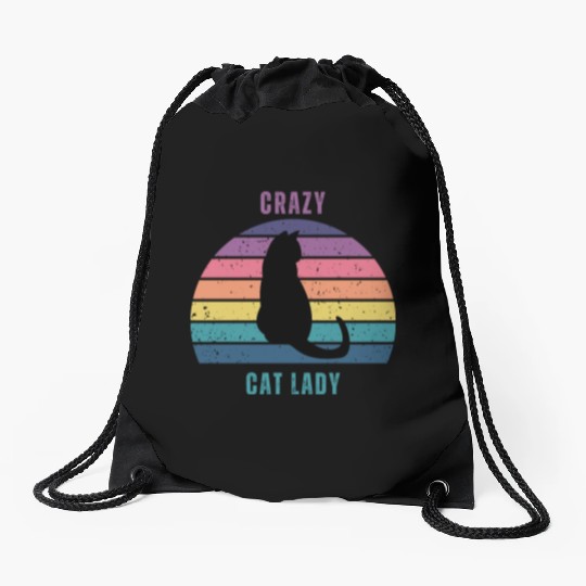 crazy cat lady Drawstring Bags