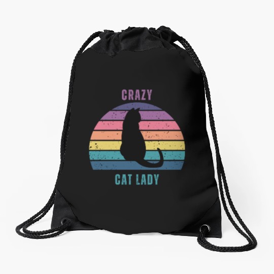 crazy cat lady Drawstring Bags
