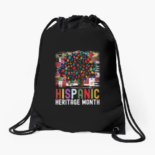 Hispanic Heritage Month Hand Flags Latin Drawstring Bags