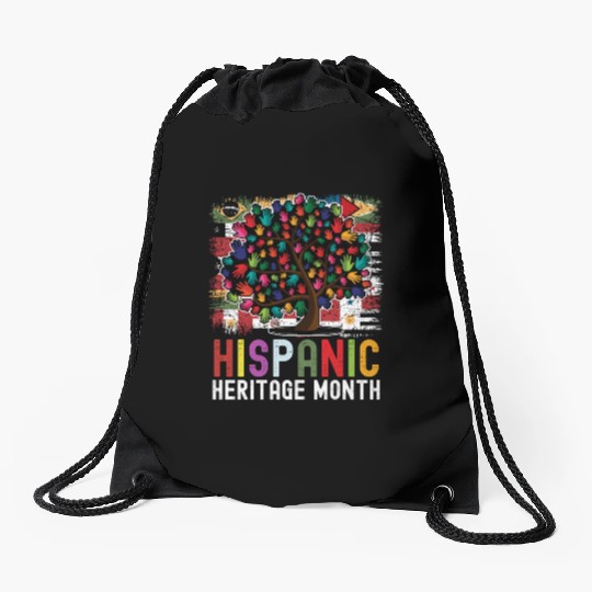Hispanic Heritage Month Hand Flags Latin Drawstring Bags