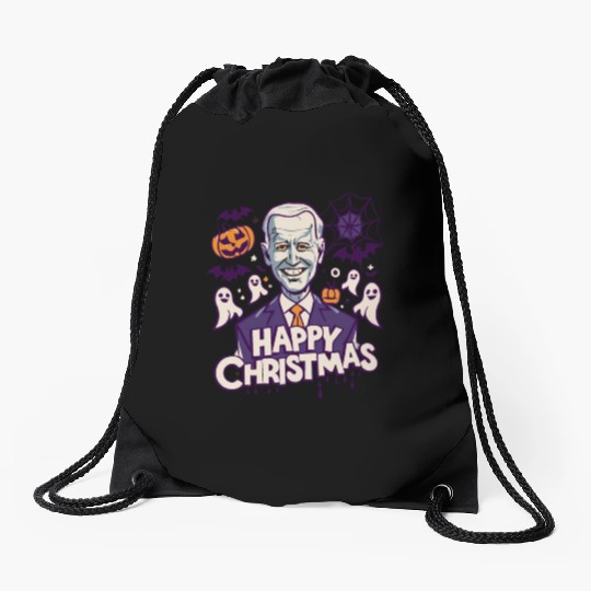 Happy Christmas Joe Biden Funny Halloween Drawstring Bags