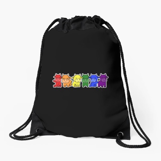 LGBT+ Flag Cow Design for proud LGBT+ People Drawstring Bags
