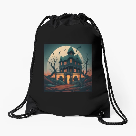 Haunted House Drawstring Bags