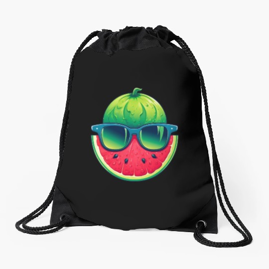 Summery Kawaii Design with Watermelon and Drawstring Bags