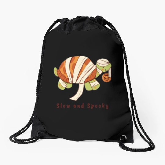 Slow And Spooky Halloween Spooky Mummy Tortoise Drawstring Bags