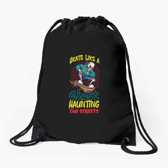 Spooky Horror Skateboarder Halloween Skateboarding Drawstring Bags