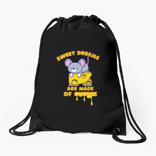 sweet dreams are made of cheese funny food lovers Drawstring Bags