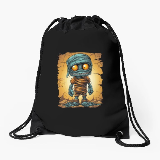 Halloween Spooky Cartoon Mummy Drawstring Bags
