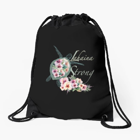 Lahaina Strong: Hibiscus and Sea Turtle Drawstring Bags