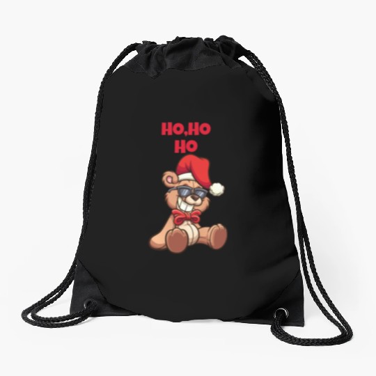 Christmas Teddy Bear Drawstring Bags