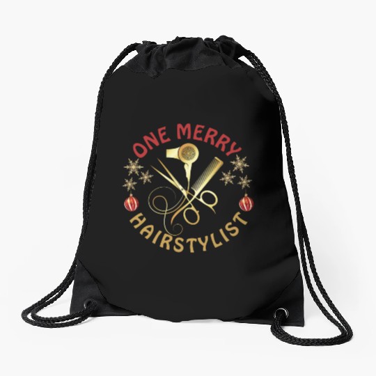 One Merry Hairstylist Love is in Hair Christmas Drawstring Bags