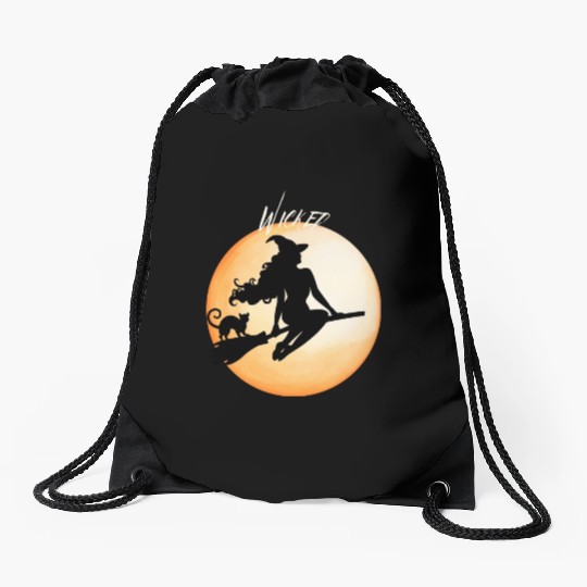 Wicked Cat Witch Funny Halloween Witch Drawstring Bags