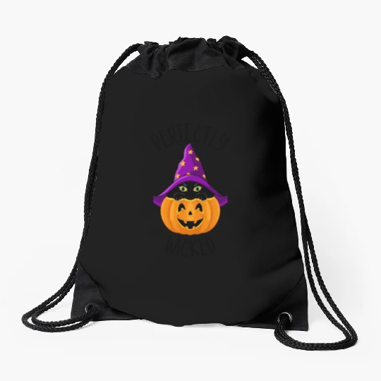 Wicked Cat Witch Funny Halloween Witch Drawstring Bags