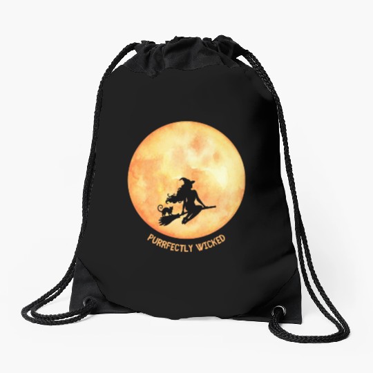 Wicked Cat Witch Funny Halloween Witch Drawstring Bags