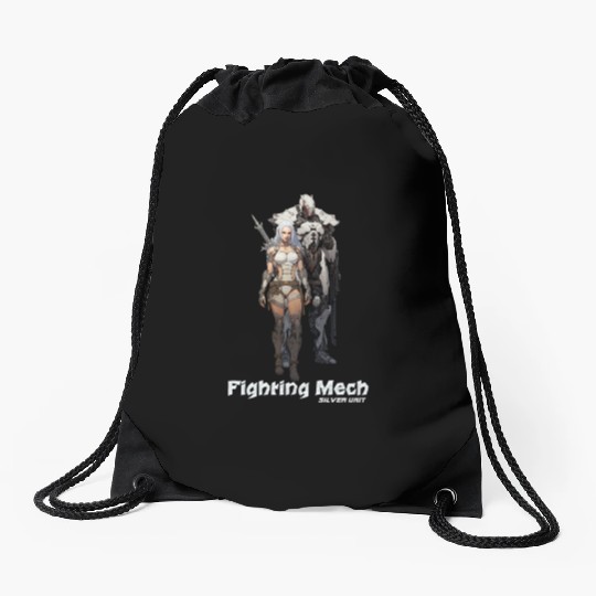 Fighting Mech (Silver Unit) Drawstring Bags