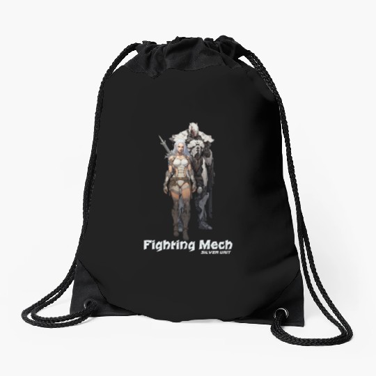 Fighting Mech (Silver Unit) Drawstring Bags