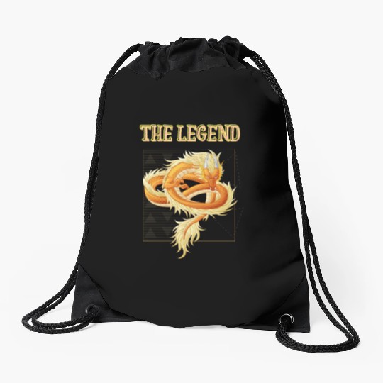 Black And Orange Retro The Legend Drawstring Bags