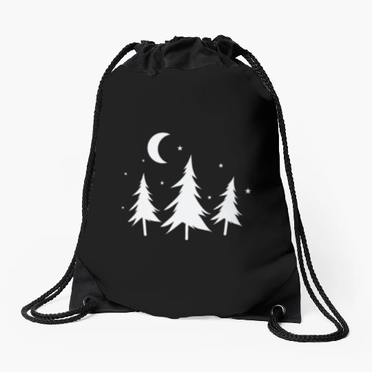 Forest at Night Nature Forest Environment Drawstring Bags