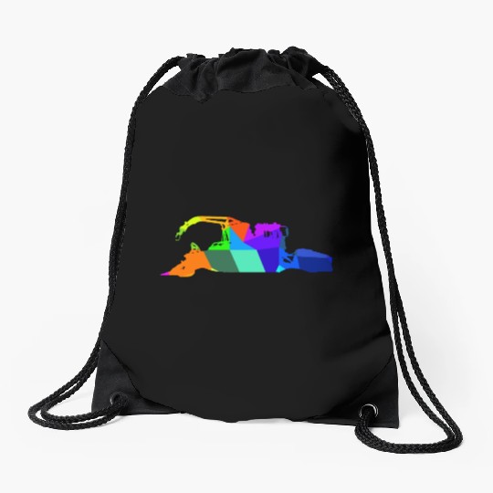 Colorful rainbow snow groomer snow vehicles Drawstring Bags