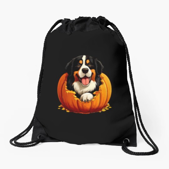 Halloween Bernese Mountain Dog Drawstring Bags
