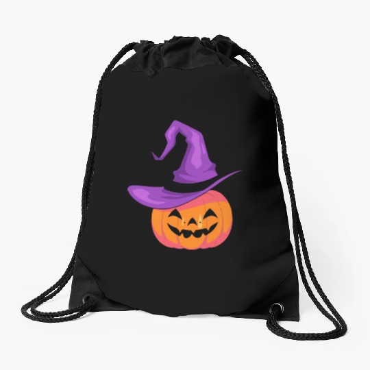 Pumpkin with hat Drawstring Bags - Happy Halloween Day