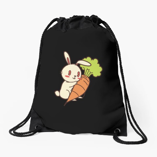 Rabbit And Carrot Drawstring Bags