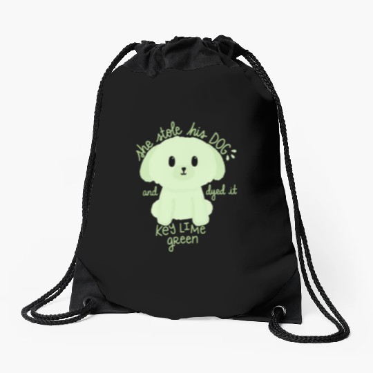Key Lime Green Dog Drawstring Bags