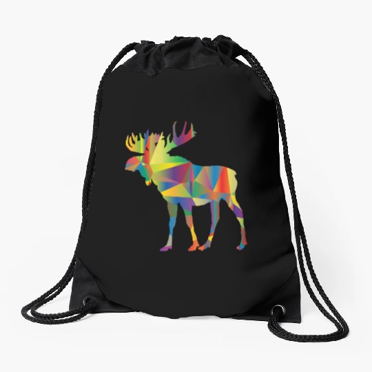 Moose Art Colorful Elk Canada Alaska Hunting Deer Drawstring Bags
