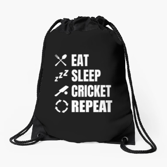 Cricket Player Daily Routine Drawstring Bags