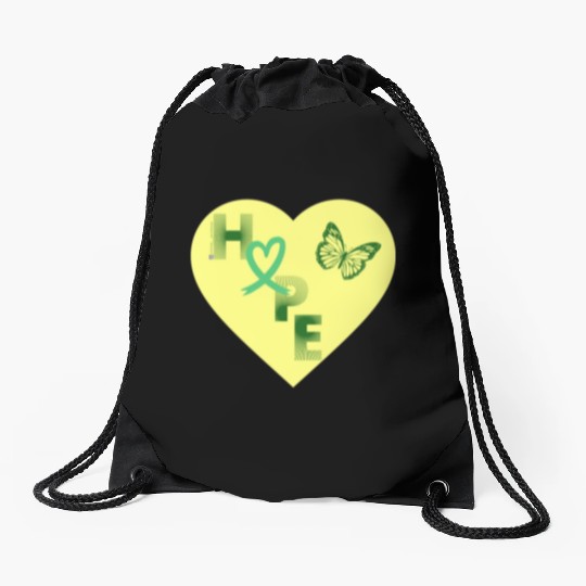 Liver Cancer Hope & Butterfly Yellow/Green Drawstring Bags