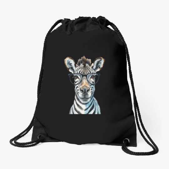 Funny Zebra Wearing glasses Drawstring Bags
