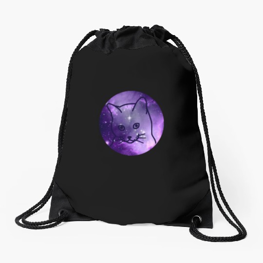 Galaxy Space Cat Funny Cat Lover Drawstring Bags